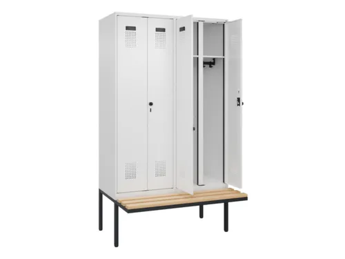 locker met bank,voor scheiding van kleding,HxBxD 2120x1200x815mm,4vak