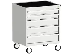 ladekast verrijdbaar 980x800x525mm 5laden romp RAL7035 front RAL7035