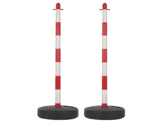 Afzetpaal Rood Wit Voor Signalisatieketting Set 2 stuks - 2