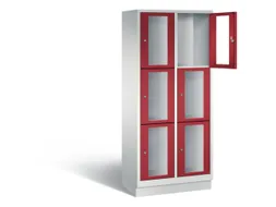 Lockerkast 1800x810x500mm 2x3 vakken Cilinderslot, Sokkel, RAL3003