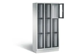 Lockerkast 1800x900x500mm 3x3 vakken Cilinderslot, Sokkel, RAL7021
