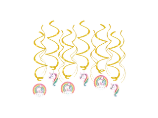 Hangdecoratie 70cm Party Swirl Unicorn 12 stuks - 1