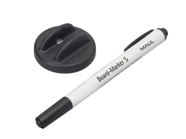 Whiteboardwisser MAUL met whitebordstift zwart magnetisch