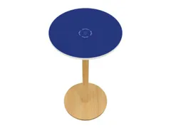 statafel,HxØ 1100x600mm,rond,schotelvoet natuur,blad blauw