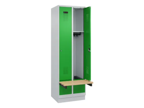 locker met bank,HxBxD 1950x600x815mm,2vak,vak B 300mm,cilinderslot