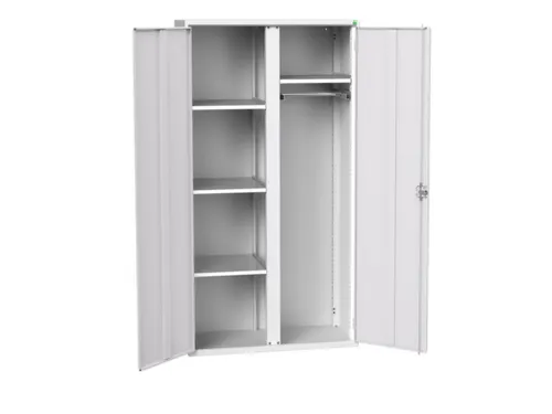 Lockerkast 2000x1050x550mm 4 vakken, dubbele vleugeldeur, RAL7035