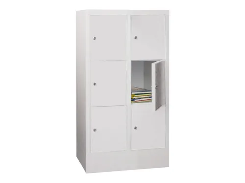 lockerkast,HxBxD 1187x600x500mm,2x3vakken,RAL7035,front RAL7035