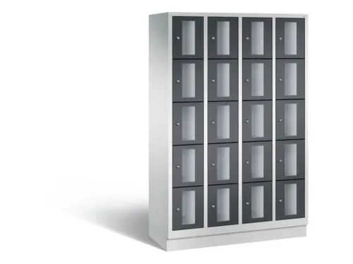 Lockerkast 1800x1190x500mm 4x5 vakken Cilinderslot, Sokkel, RAL7021