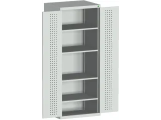 kast met geperforeerde platen,HxBxD 2000x800x525mm,4xStalen bodem - 1