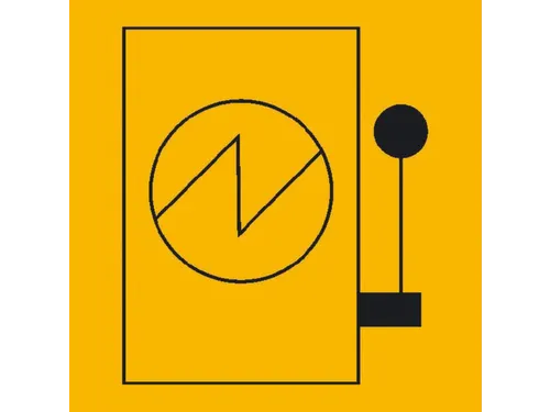 aanwijzingsbord,Hoofdschakelaar (symbool),PVC,geel/zwart