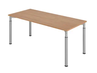 bureau,HxBxD 680-820x1800x800mm,blad notenboom,4voeten zilverkleurig - 1