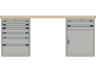 werkbank,HxBxD 840x2500x700mm,multiplexblad,RAL7035,front RAL7035 - 2