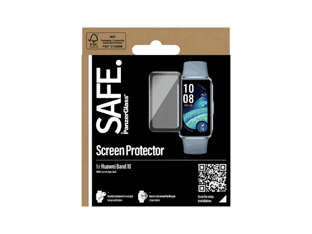 PanzerGlass SAFE. by Screen Protector w. Black Frame Huawei Band 10
