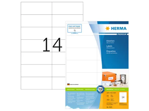 HERMA 4625 Premium etiketten A4 105x42,3mm Wit 2800 stuks