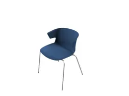 Bezoekersstoel Kunststof Kuip Blauw Frame Met 4Poten Aluminium