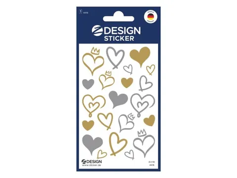 Foliesticker Z-design Gouden/ zilveren hartjes, pakje à 1 vel