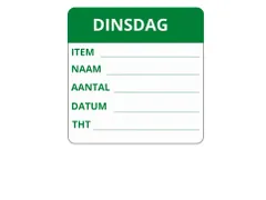 LabelLORD PL Dagetiket Dinsdag 50x50mm Groen Flushlabel 250 stuks