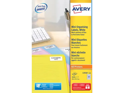 Mini etiketten Avery L7656-100 46x11.1mm wit 8400 stuks