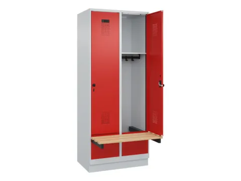 locker met bank,HxBxD 1950x800x815mm,2vak,vak B 400mm,draaigrendel