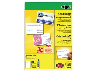 Visitekaartjes Sigel 225gr Afgeronde Hoeken Wit 85x55mm - 1
