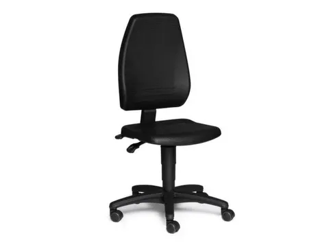 Werkplaatsstoel Economy, zitting PU-schuim zwart, met dubbele wielen v