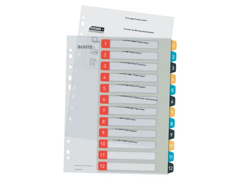 Cosy tabbladenA4 11-gaatsperforatie PP set 1-12