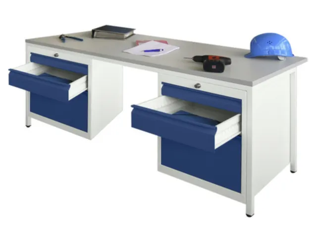 Bureau De Prestige Hxlxp 720X1700X800Mm 6Tiroirs Ral7035 Façade Ral50