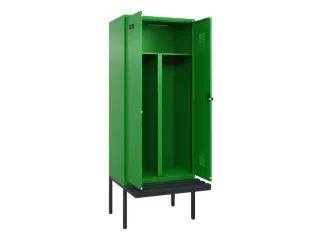 PBM-locker met bank,HxBxD 2120x800x815mm,2vak,vak B 400mm,draaigrendel - 1