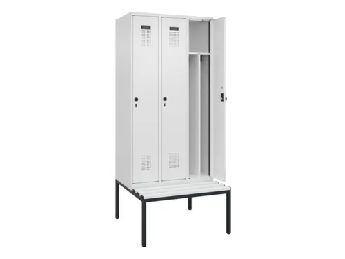 locker met bank,voor scheiding van kleding,HxBxD 2120x900x815mm,3vak