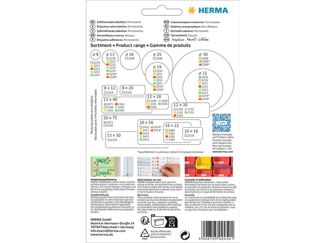 HERMA 2450 Universele etiketten 25x40mm Wit 512 stuks