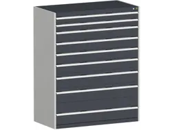 ladekast HxBxD 1600x1300x650mm 9laden RAL7035 front RAL7016
