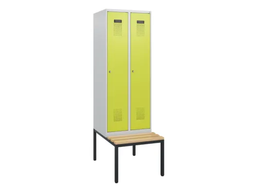 locker met bank,HxBxD 1950x600x815mm,2vak,vak B 300mm,cilinderslot