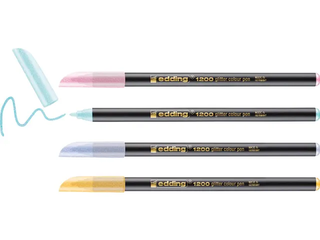 Glitter Viltstift E-1200 Assorti Pastel Set Van 4