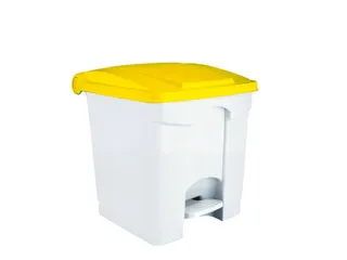Contitop,afvalbak met pedaal 30L wit/geel/VE:3 - 1