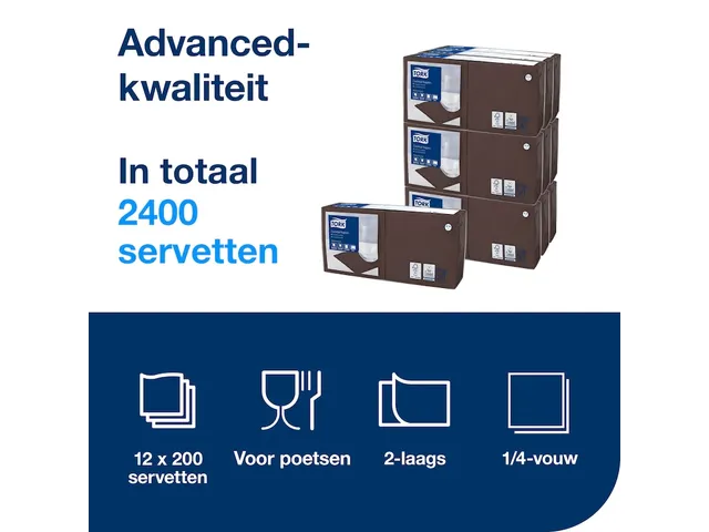 Tork 477834 Cocktailservet Advanced Bruin 24x24cm