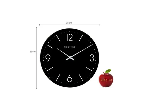 Wandklok NeXtime dia. 35cm bol glas zwart 'Basic Dome' streep/cijfers
