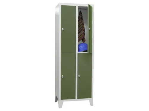 lockerkast,HxBxD 1850x600x500mm,2x2vakken,RAL7035,front RAL6011