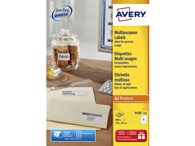 Etiket Avery L4745REV-25 96x63.5mm Afneembaar Wit 200 Stuks