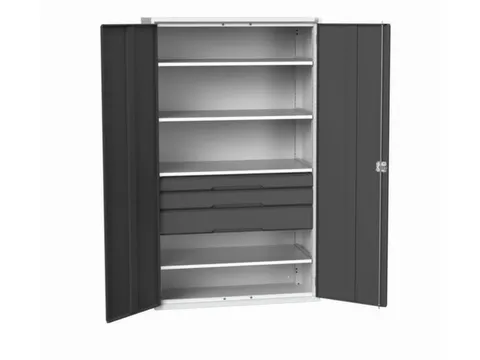 universele kast,HxBxD 2000x1300x550mm,4xStalen bodem,3lade(n)