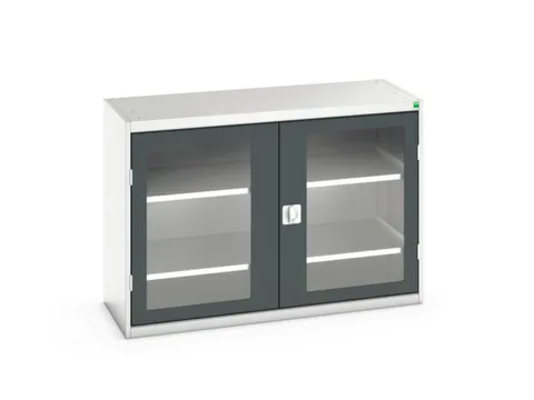 vitrinekast 900x1300x550mm 2xStalen bodem romp RAL7035 front RAL7016