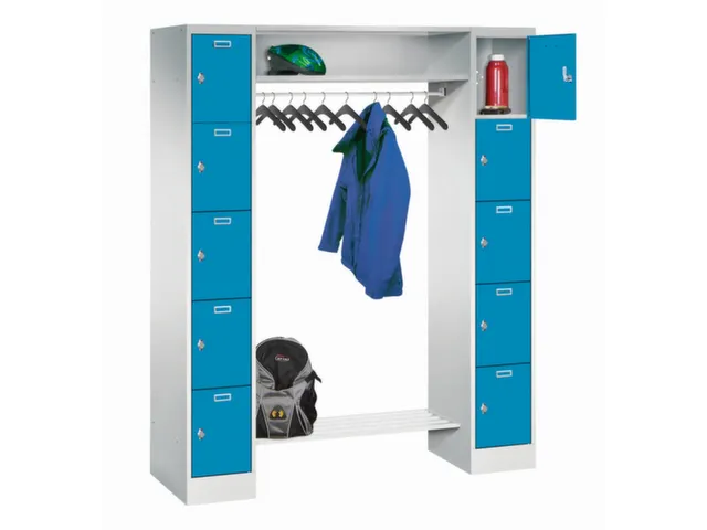 personeelsgarderobe draaigr. 1950x1500x500mm 2x5 vakken 300mm RAL5012