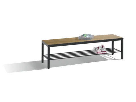 omkleedbank,HxLxD 438x1500x353mm,HPL eiken-sereno,frame staal RAL7021