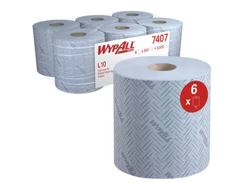 WypAll L10 General Clean 7407 poetspapier blauwe centrefeedrollen
