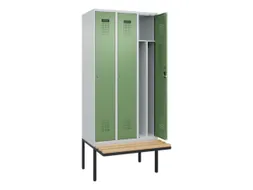 locker met bank,voor scheiding van kleding,HxBxD 2120x900x815mm,3vak