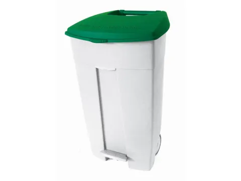 afvalbak,1x120l,HxBxD 890x560x480mm,romp PE wit,deksel PE groen