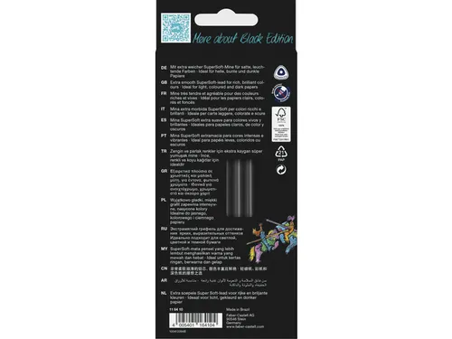 Kleurpotlood Black Edition 12 stuks neon+pastel in kartonnen etui