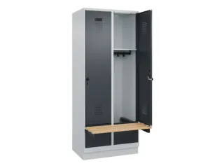 locker met bank,HxBxD 1950x800x815mm,2vak,vak B 400mm,draaigrendel - 1