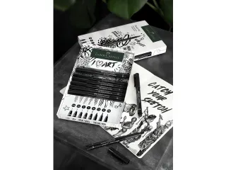 Tekenset Faber-Castell 8x pitt artist pen zwart incl. schetsboek 140gr - 8