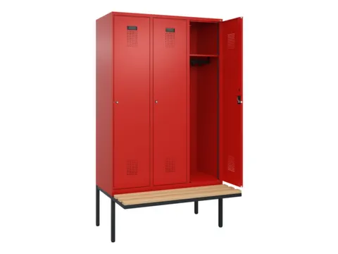 locker met bank,HxBxD 2120x1200x815mm,3vak,vak B 400mm,cilinderslot