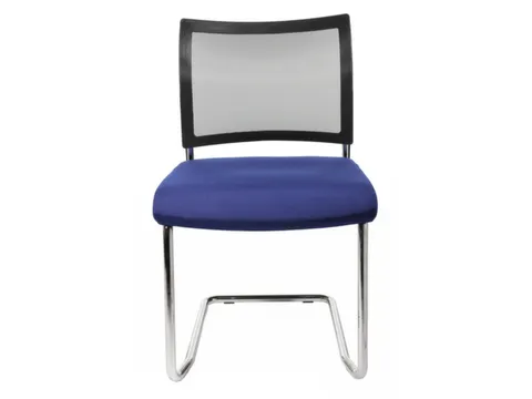 Bezoekersstoel Zitting Blauw Stof Rug Netbekleding Zwart Sledeframe